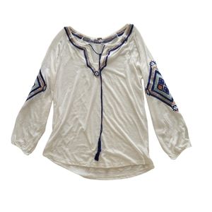 Love Stitch Women Ivory 3/4 Sleeve Blouse M Vintage #02816